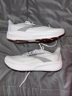 Brooks White and Gray womens Running Sneakers